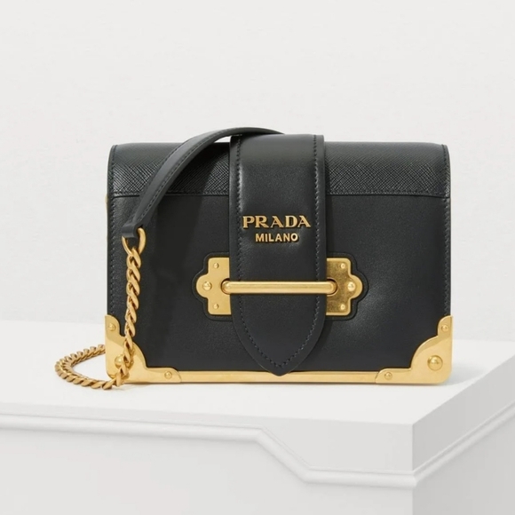 BNIB! RARE! Authenticated Prada CAHIER BAG Black and Gold Chain Bag. - Picture 12 of 16